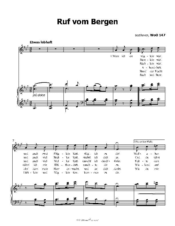 Ruf vom Bergen, by Beethoven, WoO 147