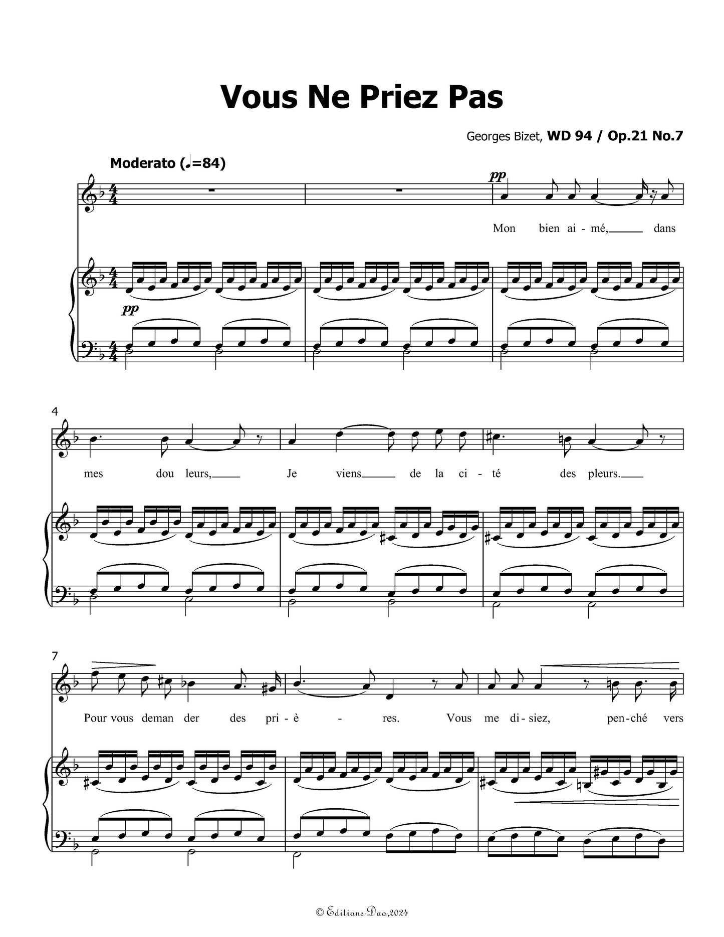 Vous Ne Priez Pas, by Bizet