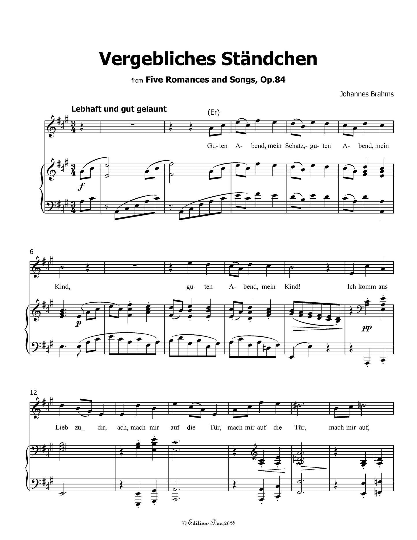 Vergebliches Standchen,by Brahms