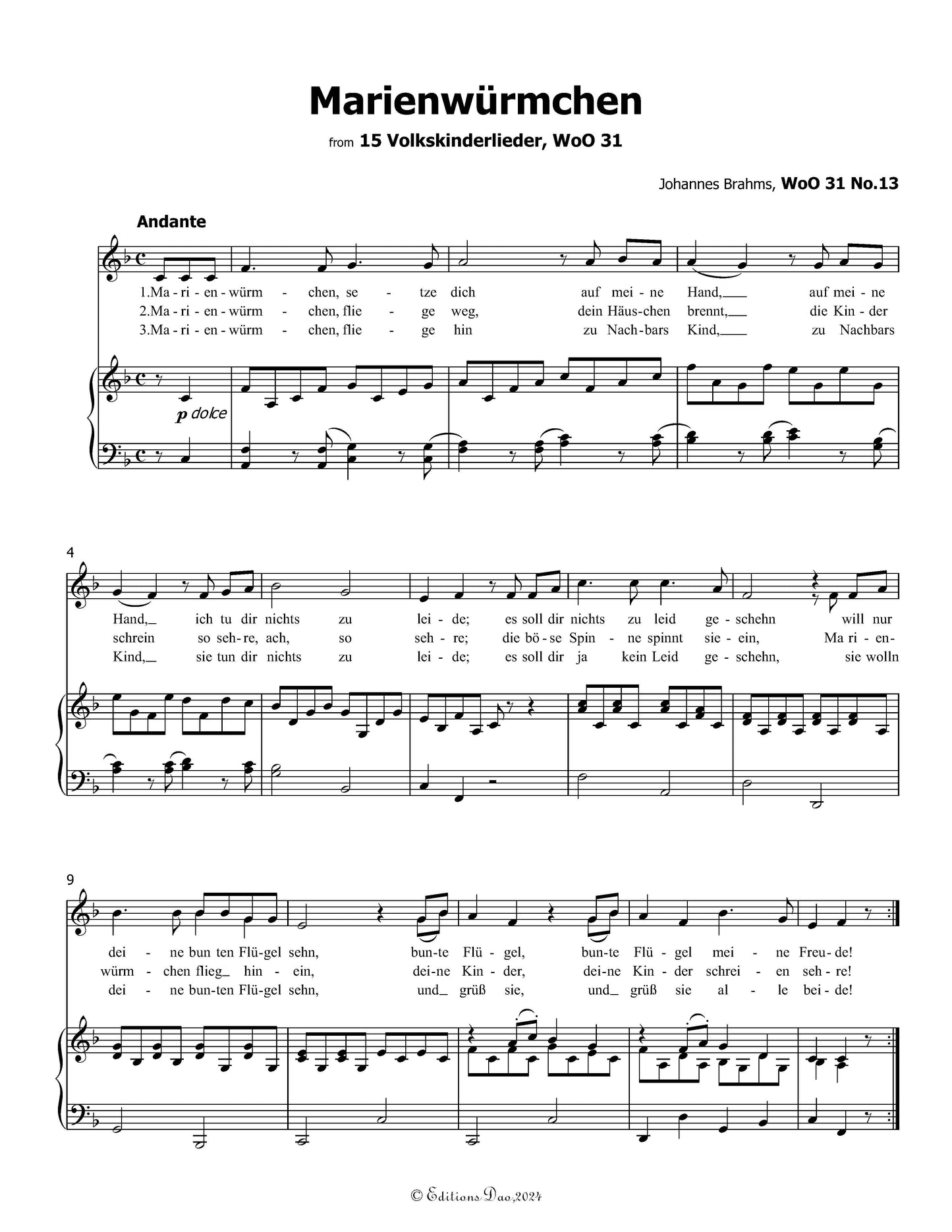 Marienwurmchen,by Brahms