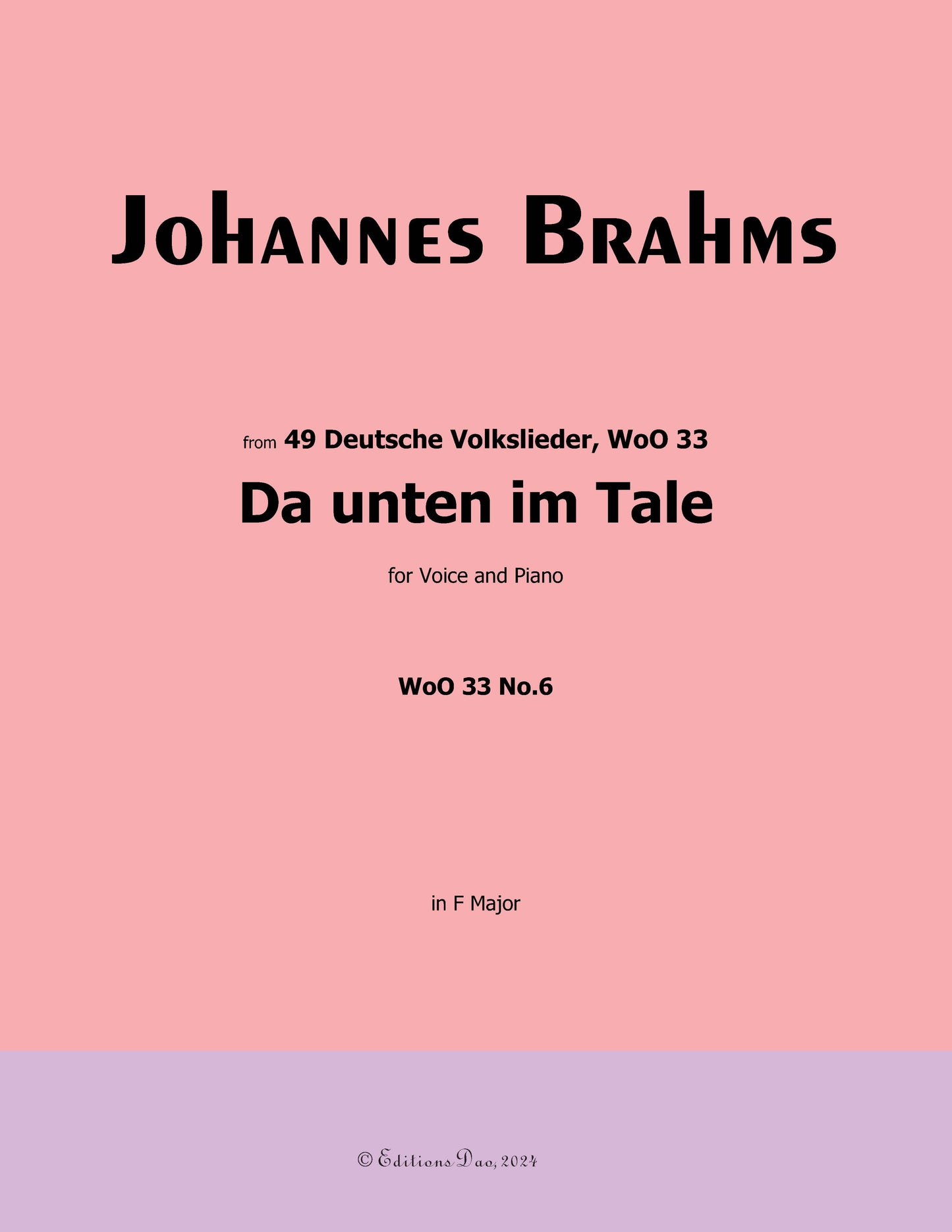 Da unten im Tale,by Brahms
