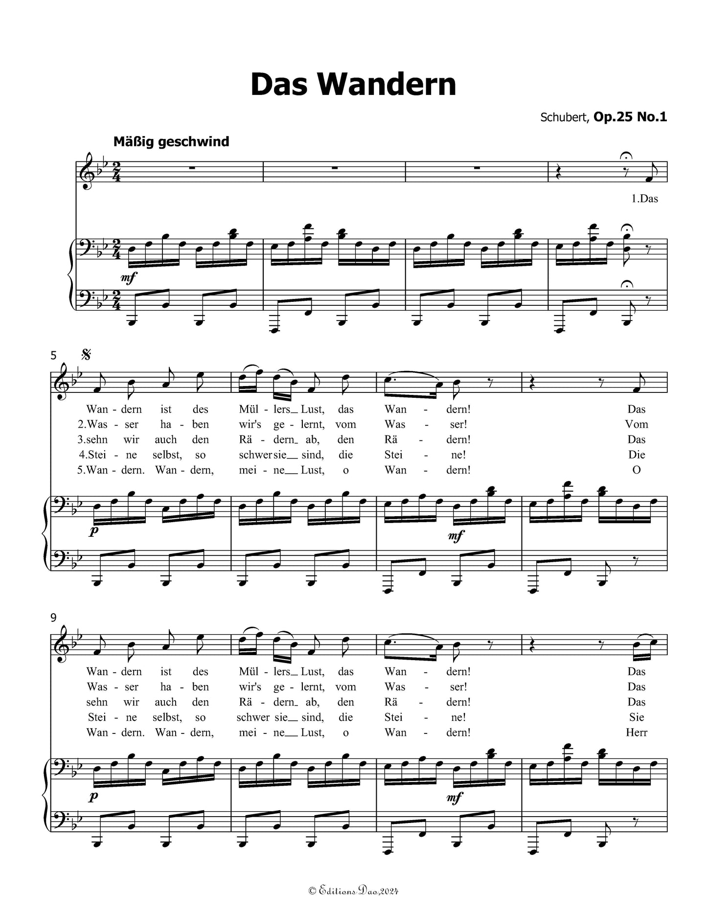 Das Wandern, by Schubert