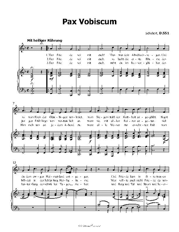 Pax Vobiscum, by Schubert