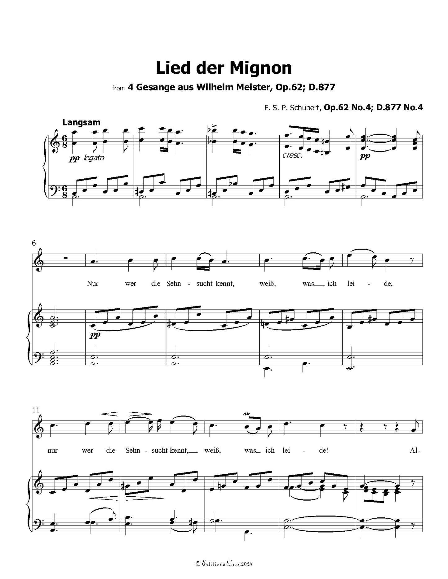 Lied der Mignon, by Schubert