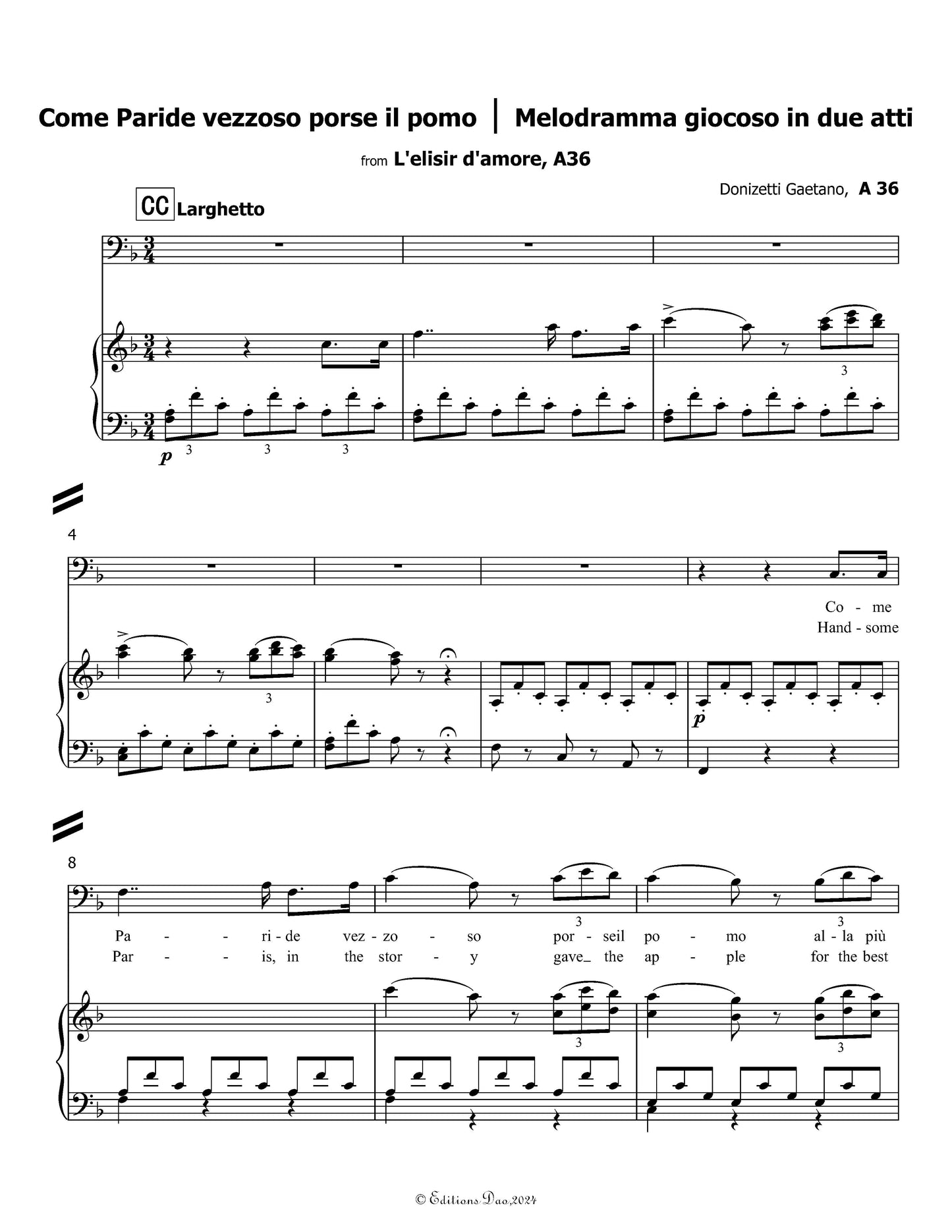 Come Paride vezzoso porse il pomo, by Donizetti