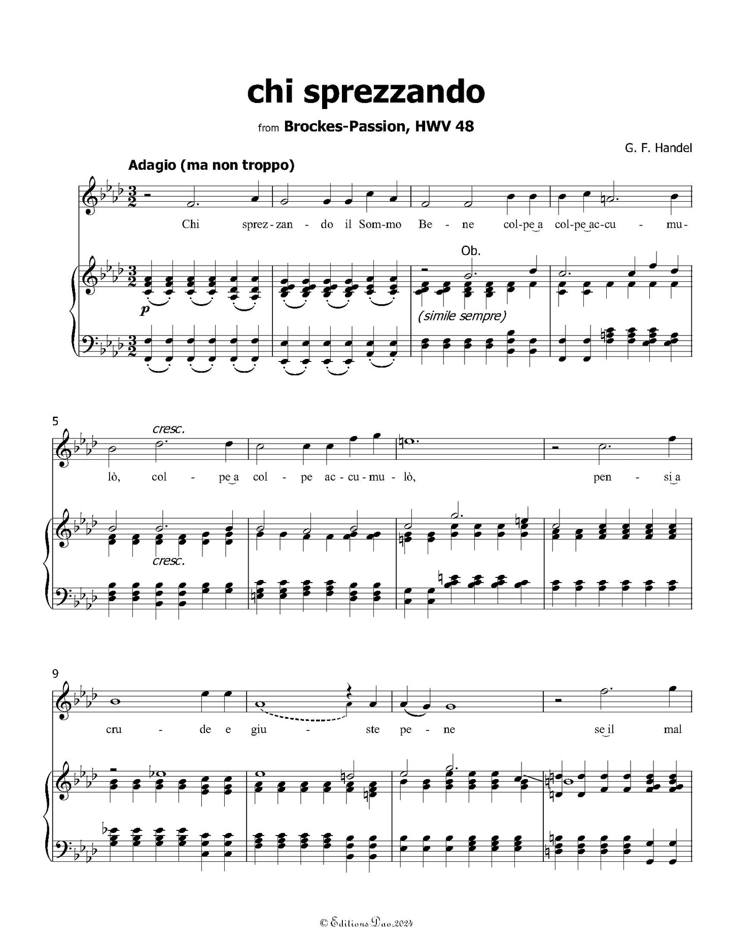 Chi sprezzando, by Handel