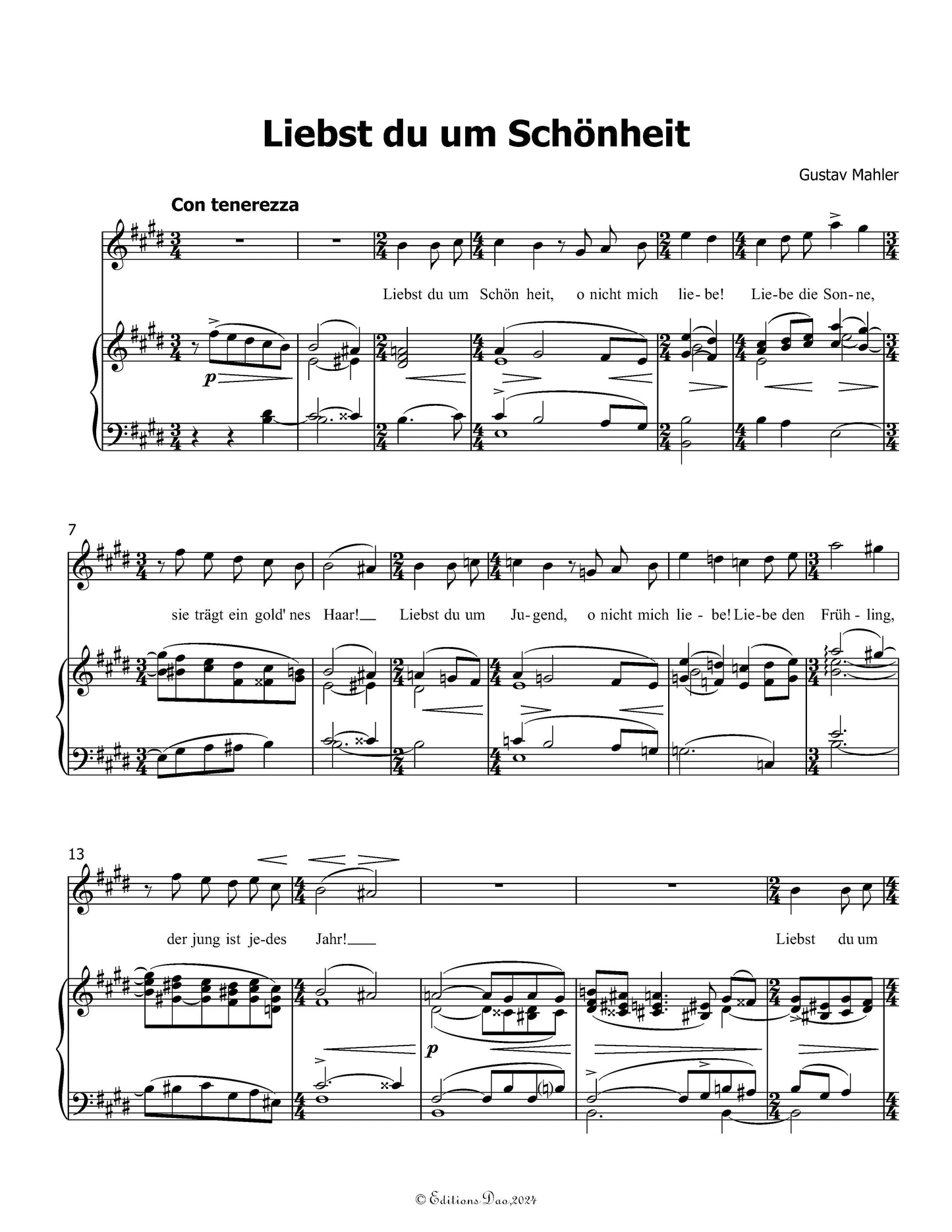 Liebst du um Schönheit,by G. Mahler