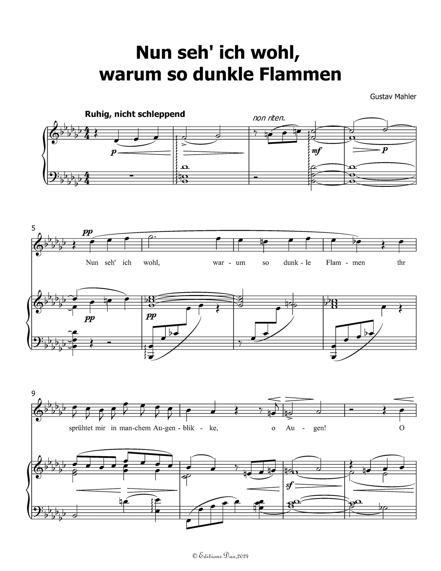 Nun seh ich wohl,warum so dunkle Flammen, by G. Mahler