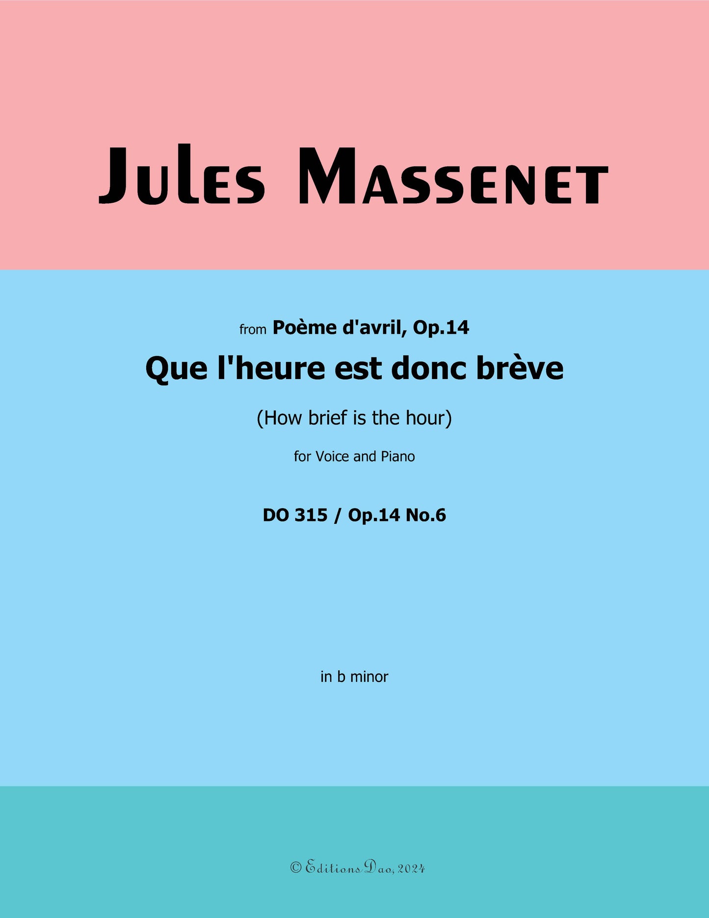 Que l'heure est donc brève, by Massenet