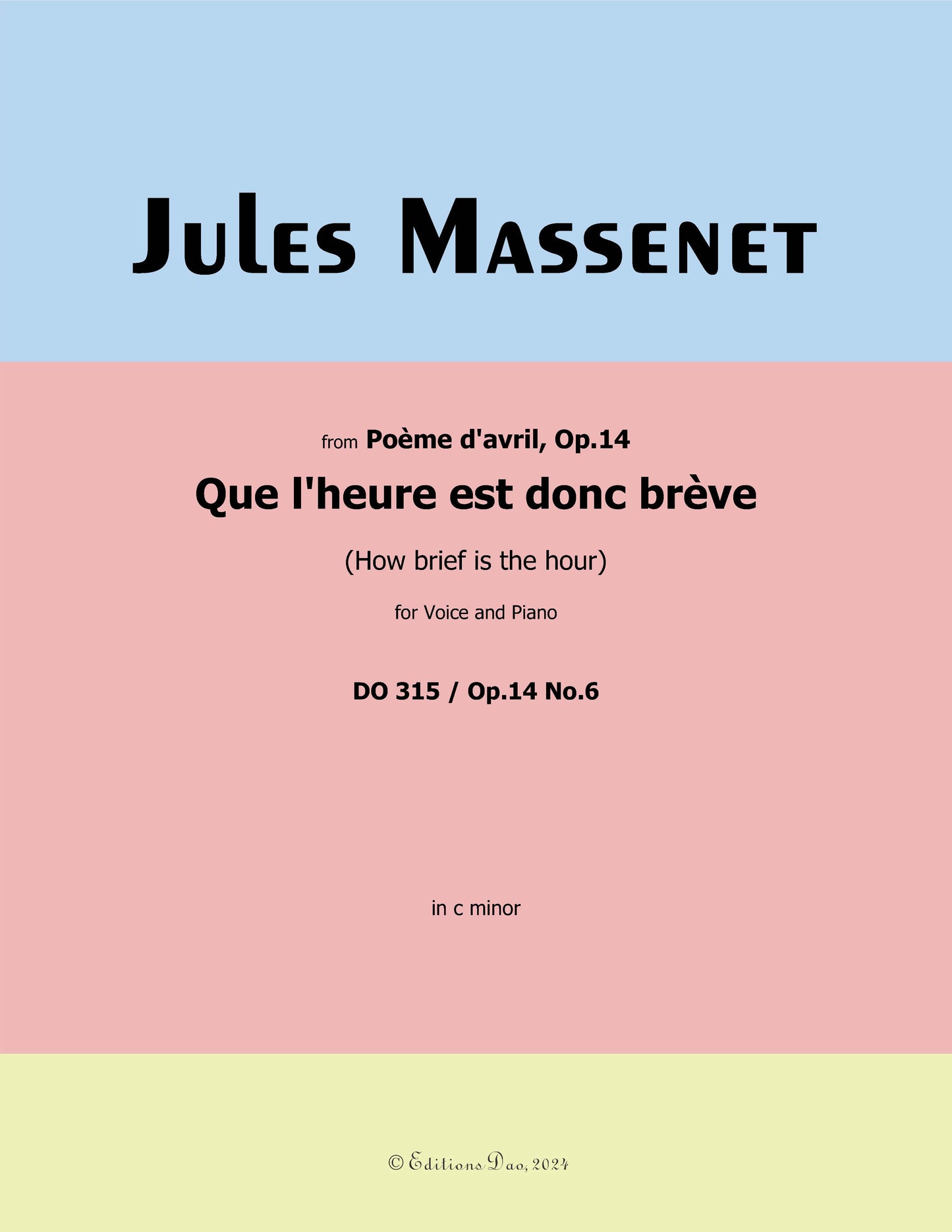 Que l'heure est donc brève, by Massenet