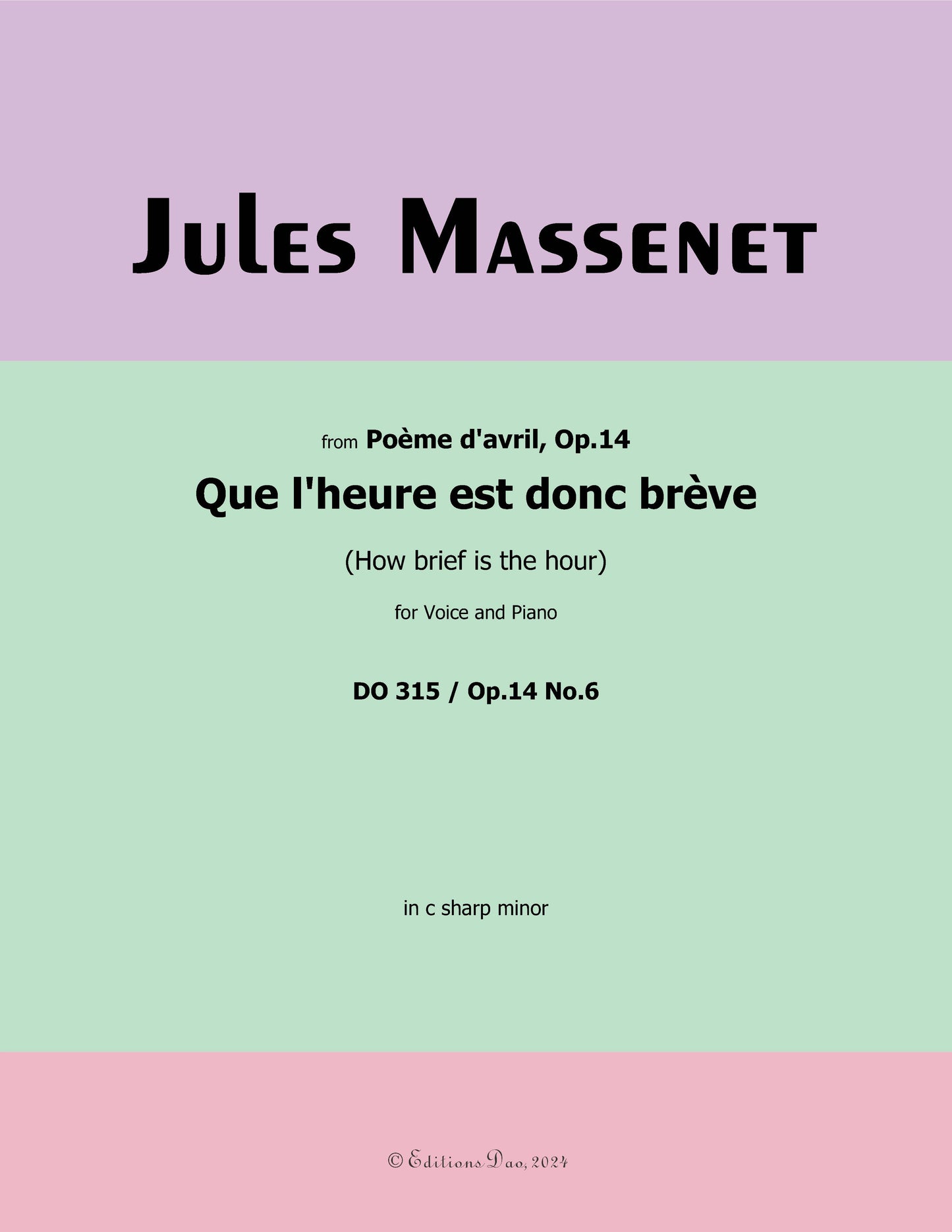 Que l'heure est donc brève, by Massenet