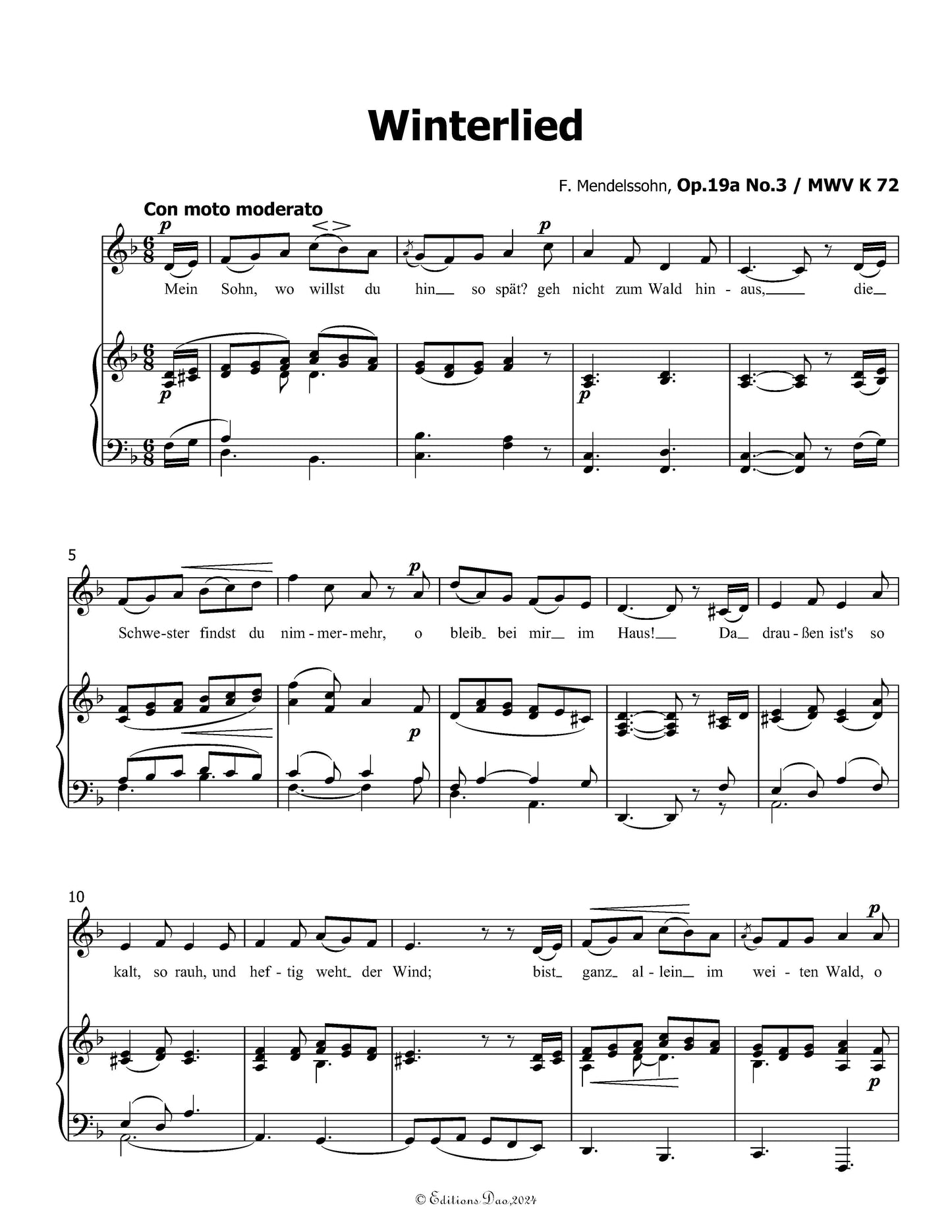 Winterlied, by F. Mendelssohn