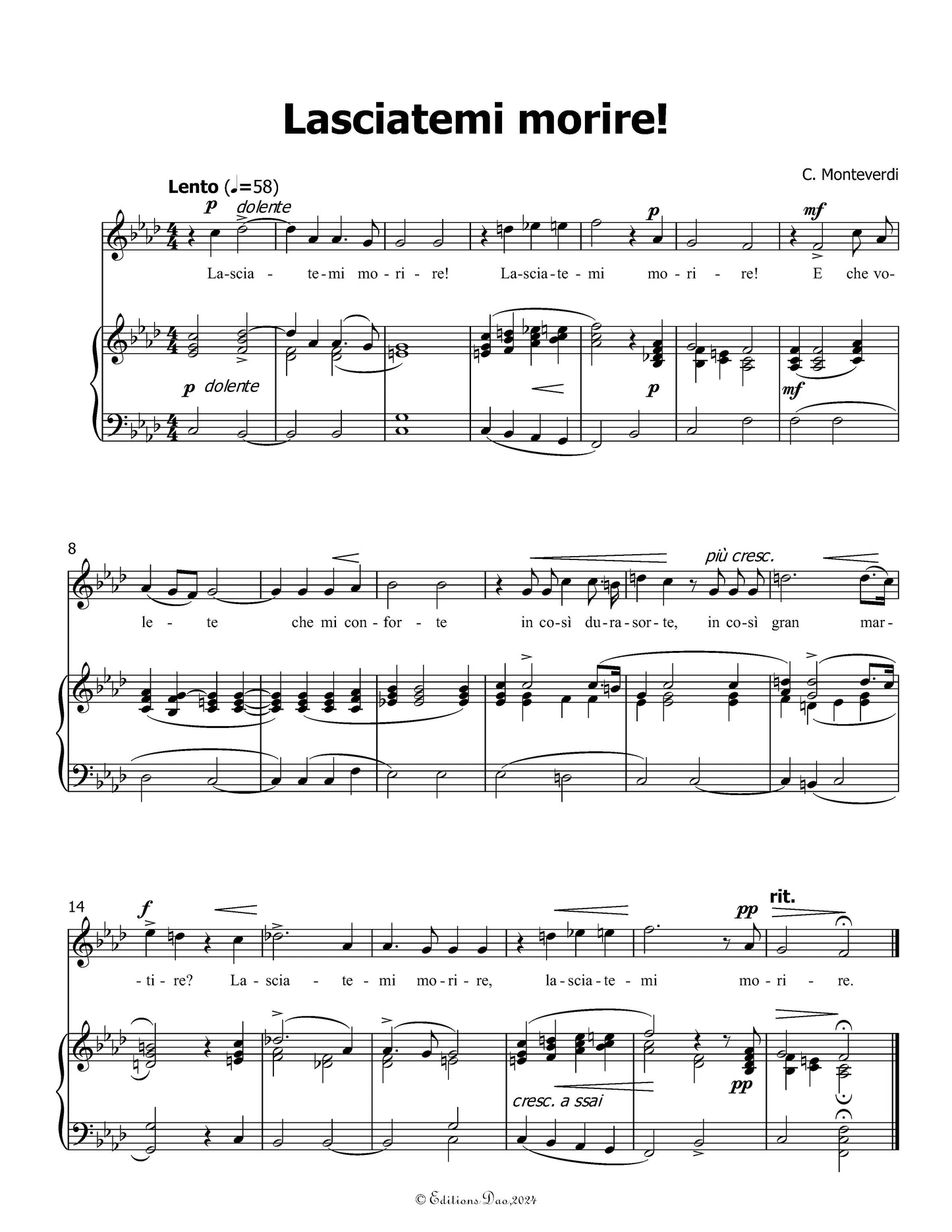 Lasciatemi morire!, by C. Monteverdi