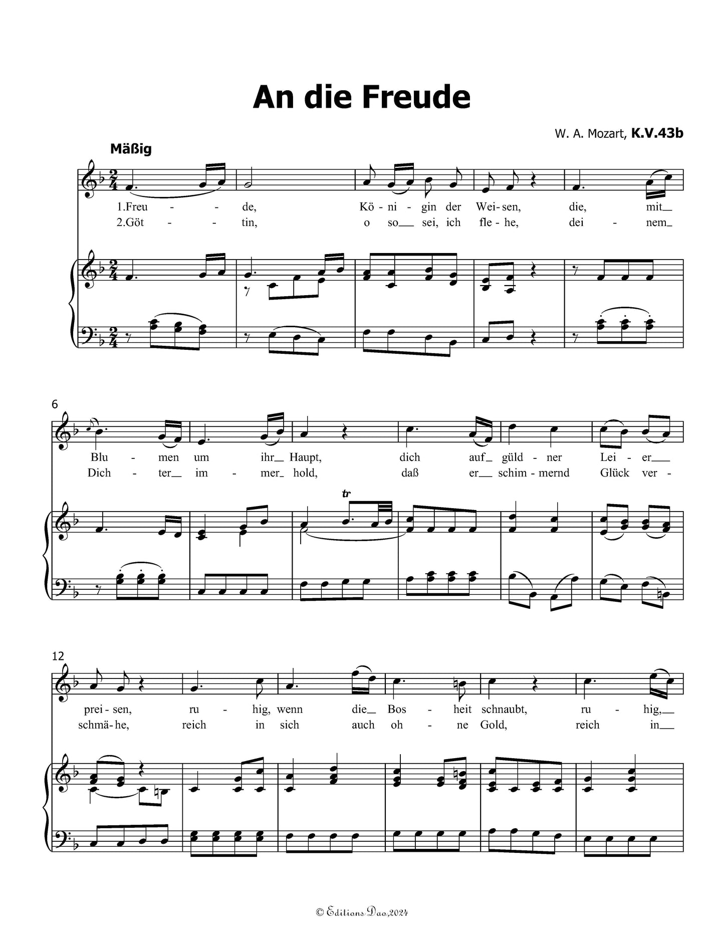 An die freude, by W. A. Mozart