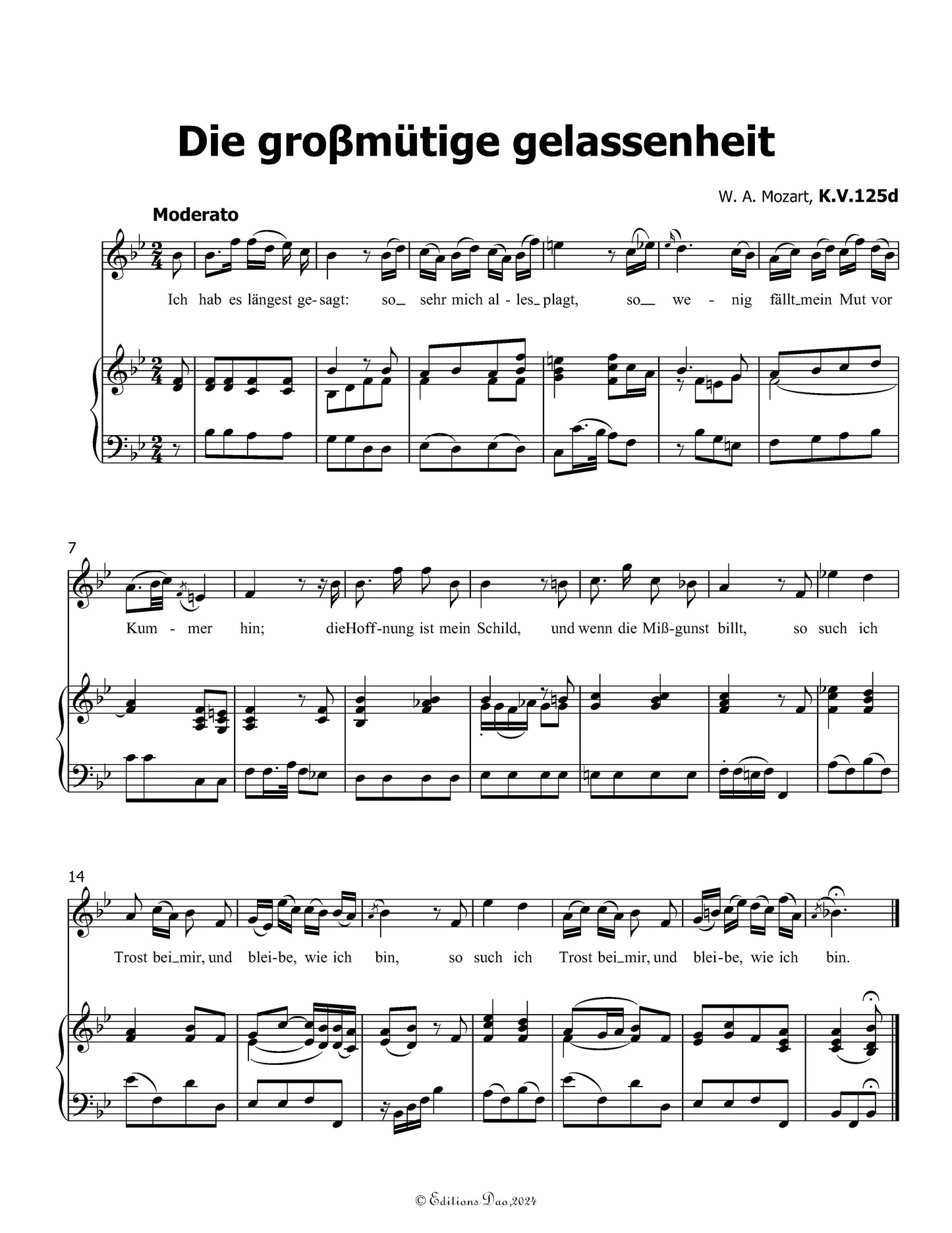 Die groβmutige gelassenheit, by W. A. Mozart