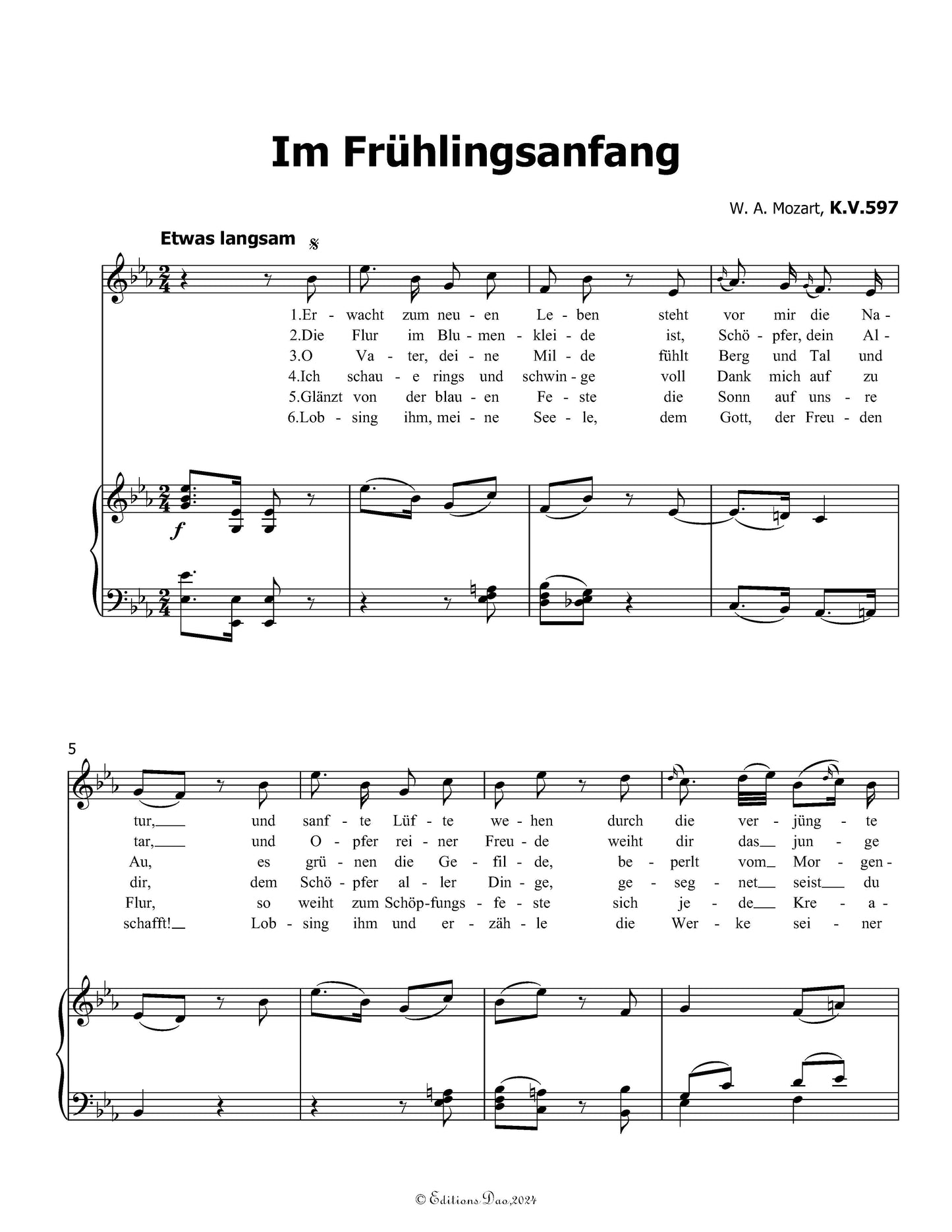 Im fruhlingsanfang, by W. A. Mozart