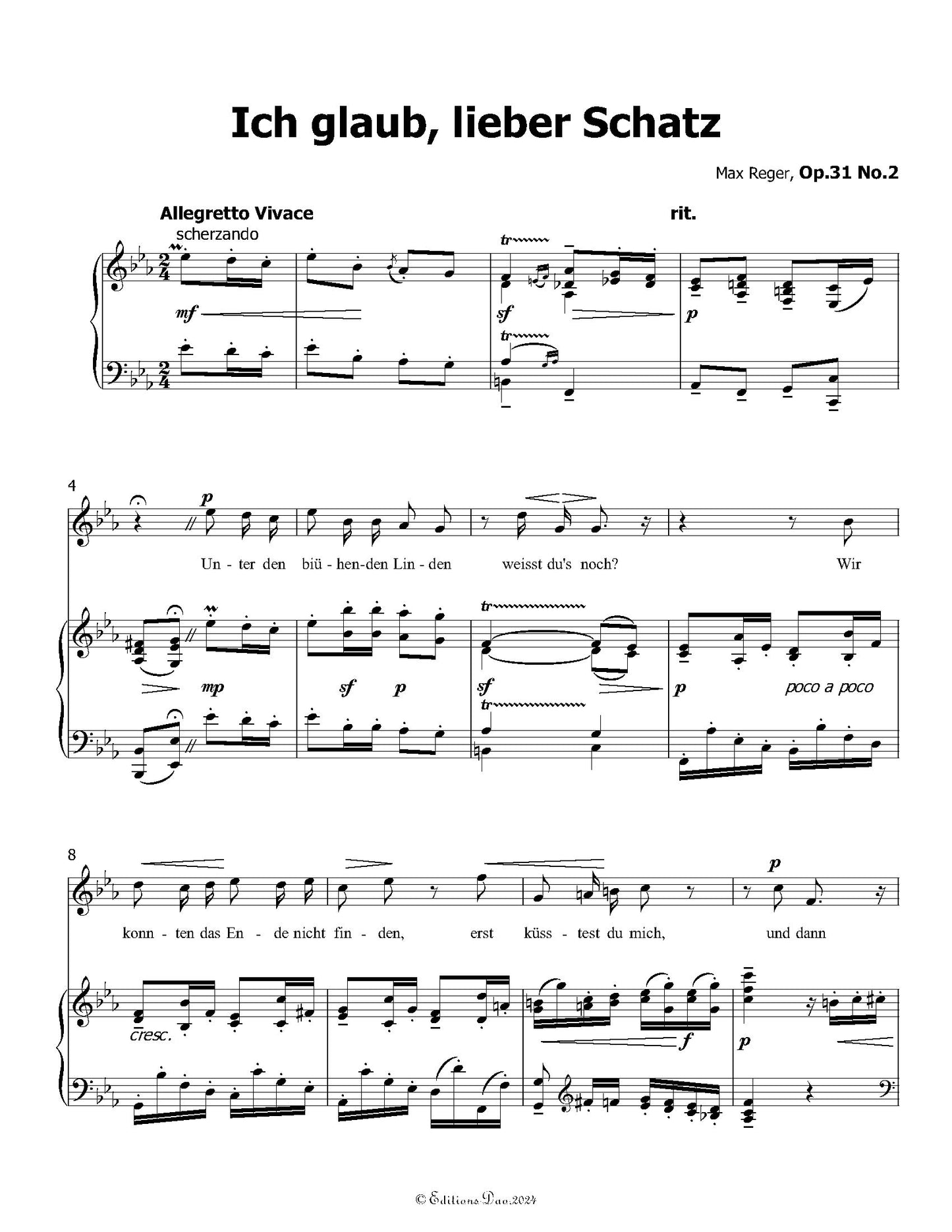 Ich glaub,lieber Schatz, by M. Reger