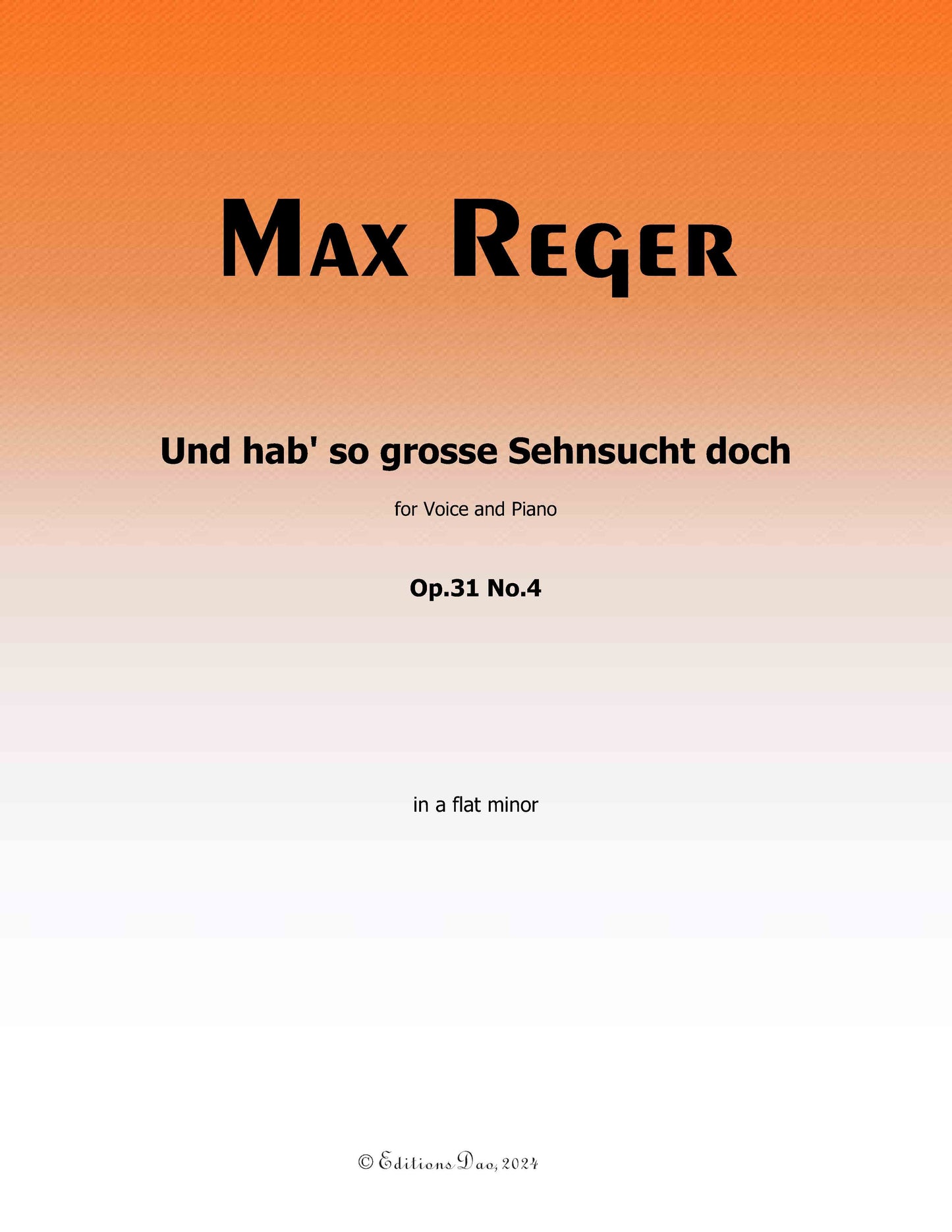 Und hab so grosse Sehnsucht doch, by M. Reger