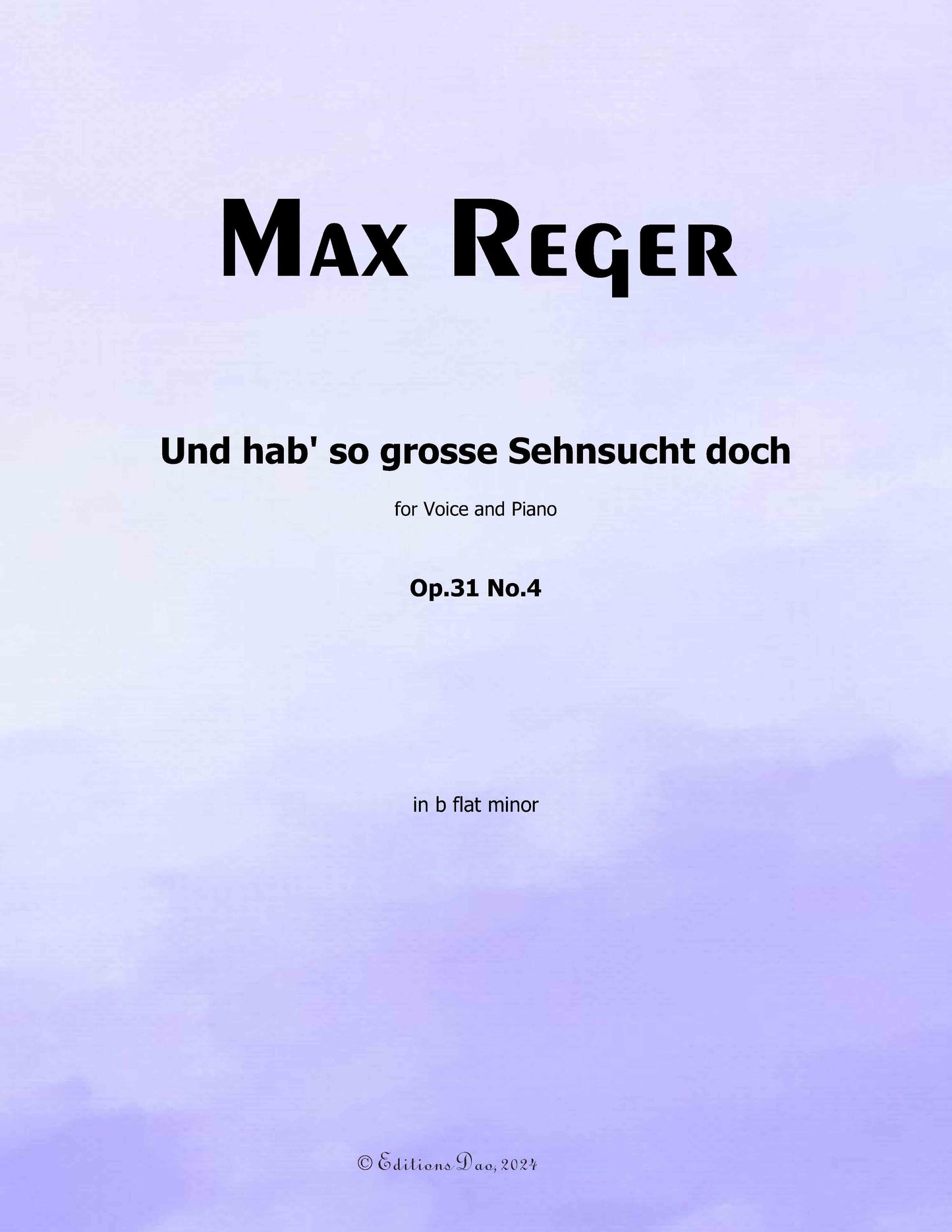 Und hab so grosse Sehnsucht doch, by M. Reger