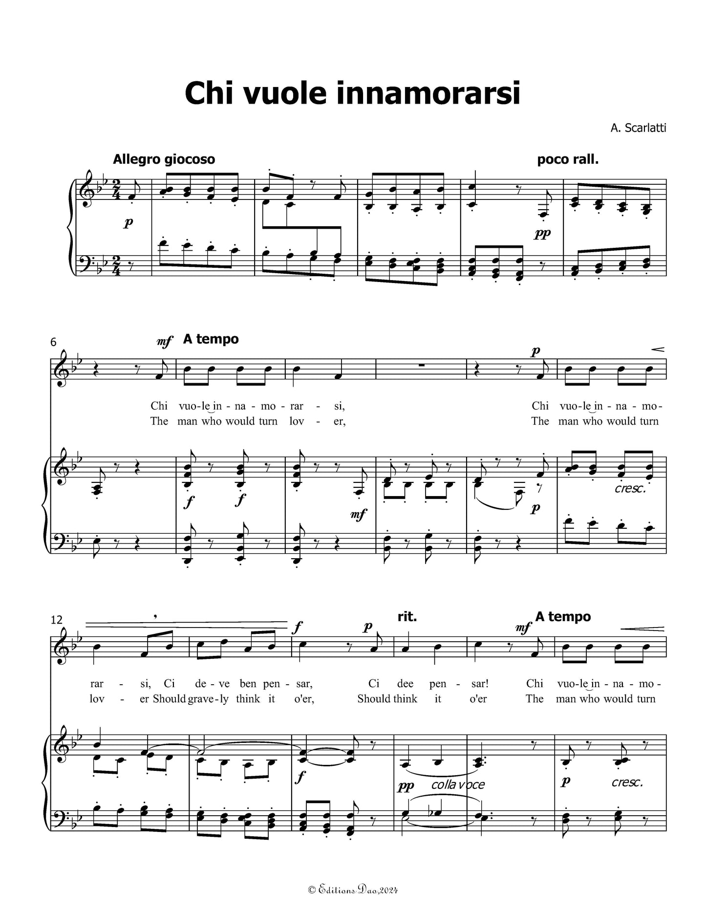 Chi vuole innamorarsi,by A. Scarlatti