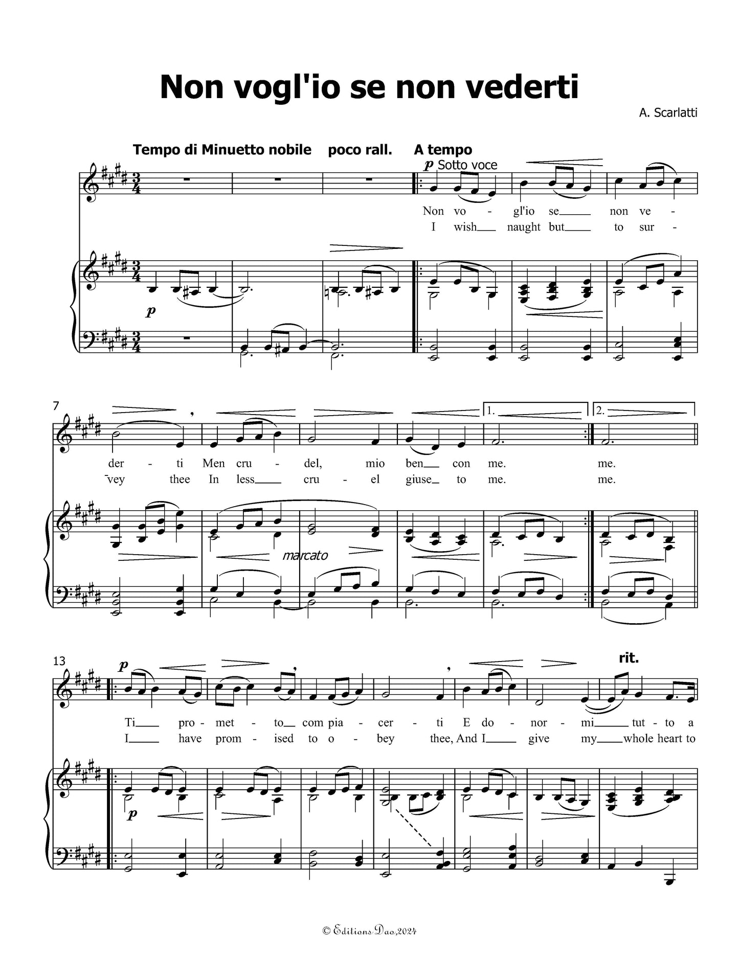 Non voglio se non vederti,by A. Scarlatti