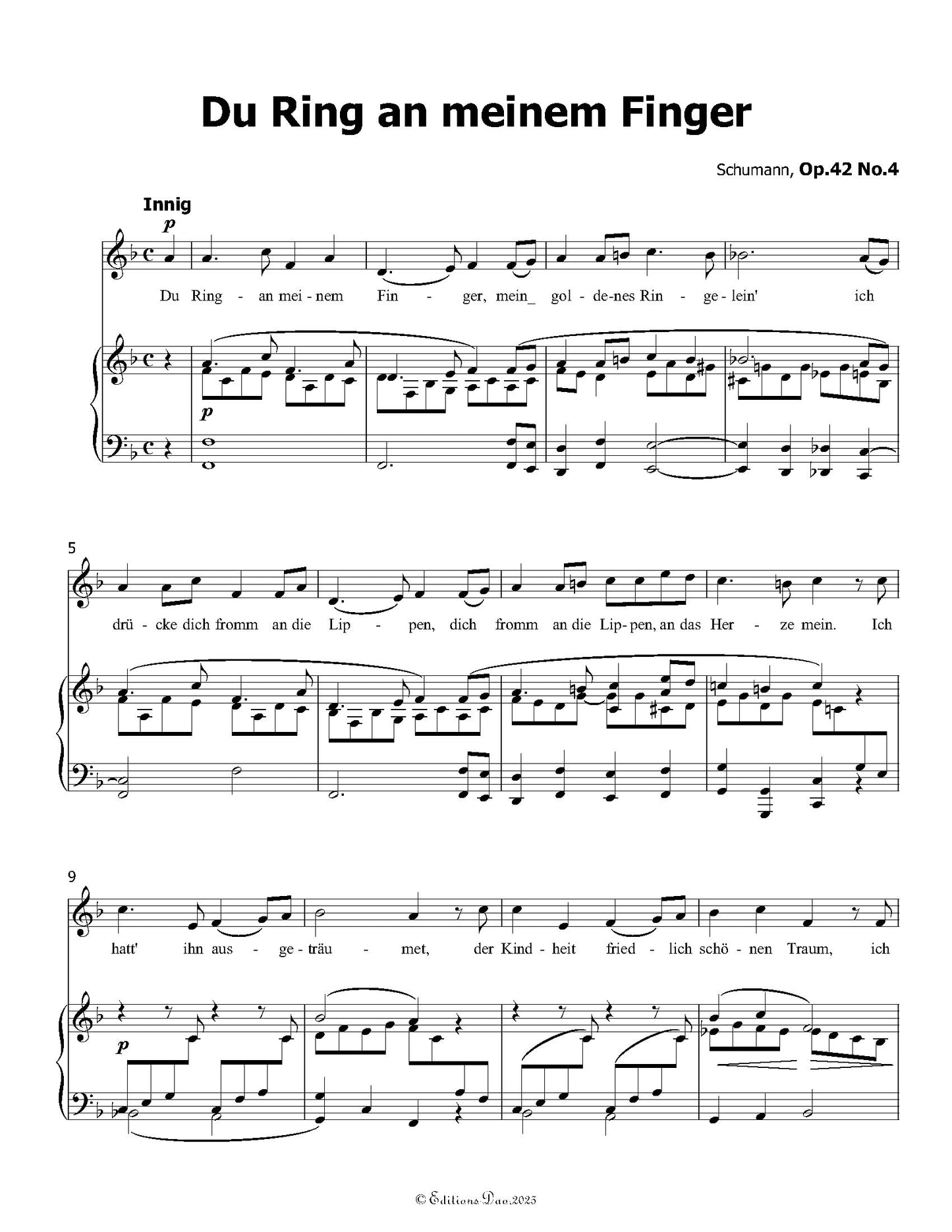 Du Ring an meinem Finger, by R. Schumann