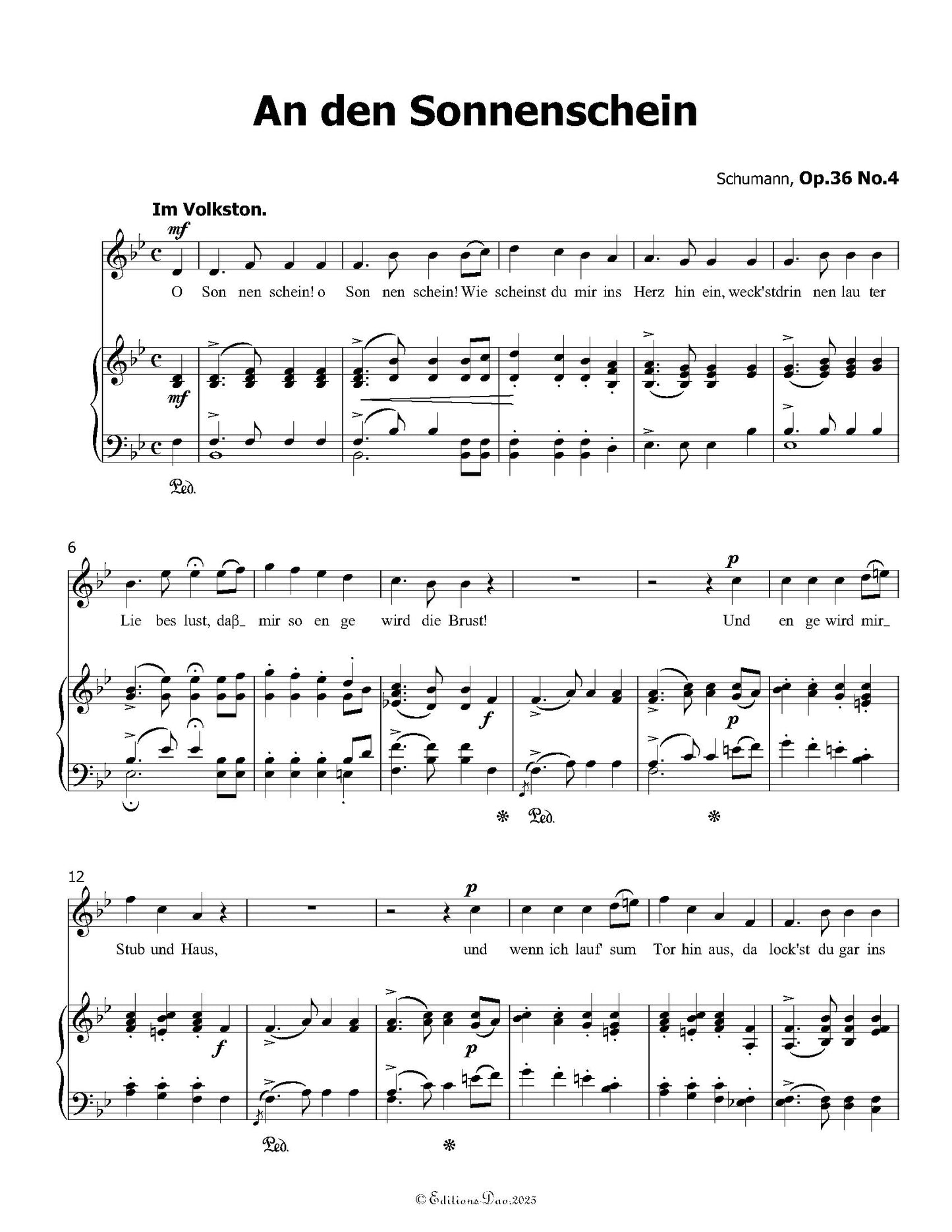 An den Sonnenschein, by R. Schumann