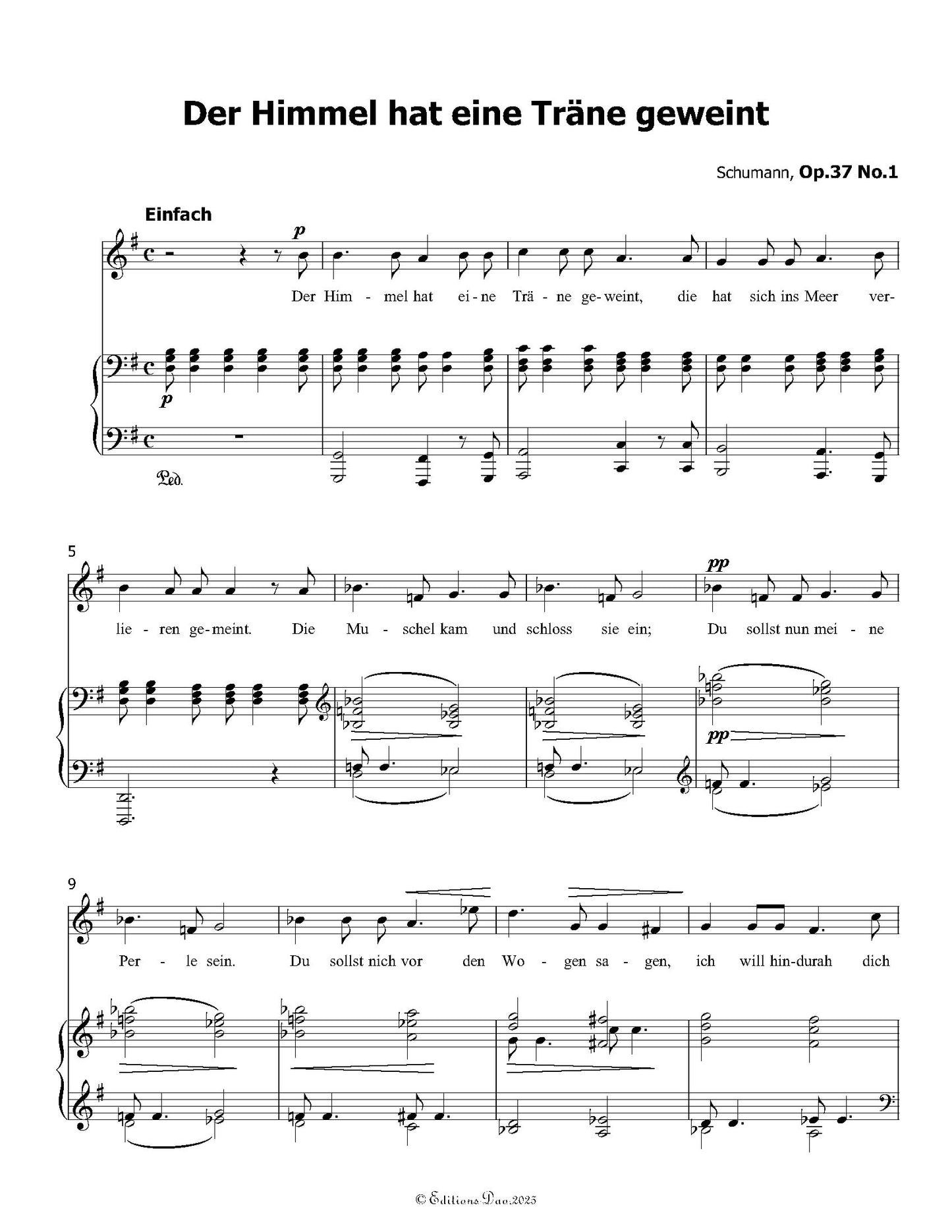 Der Himmel hat eine trane geweint, by R. Schumann