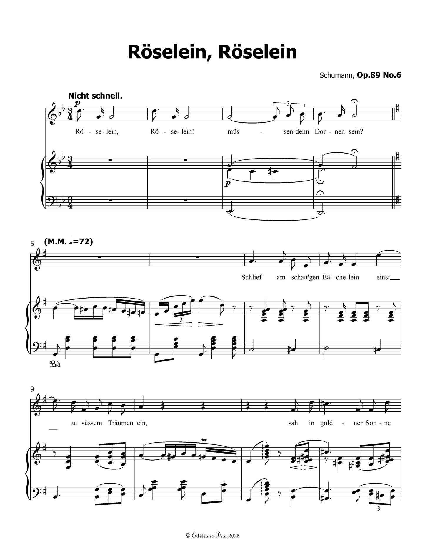 Roselein,Roselein, by R. Schumann