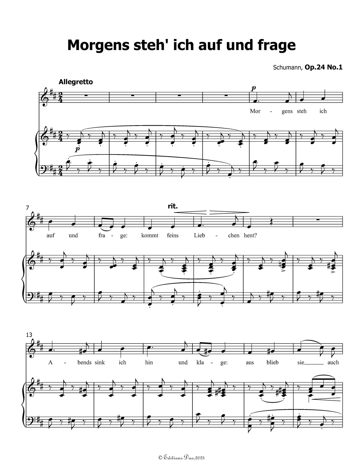 Morgens steh ich auf, by R. Schumann