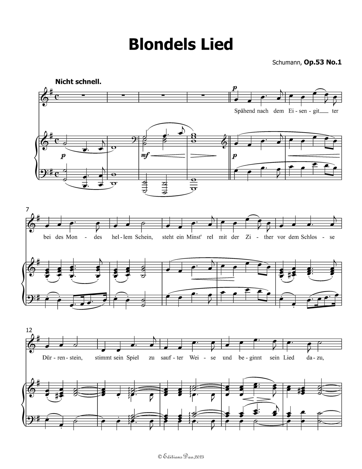 Blondels Lied, by R. Schumann