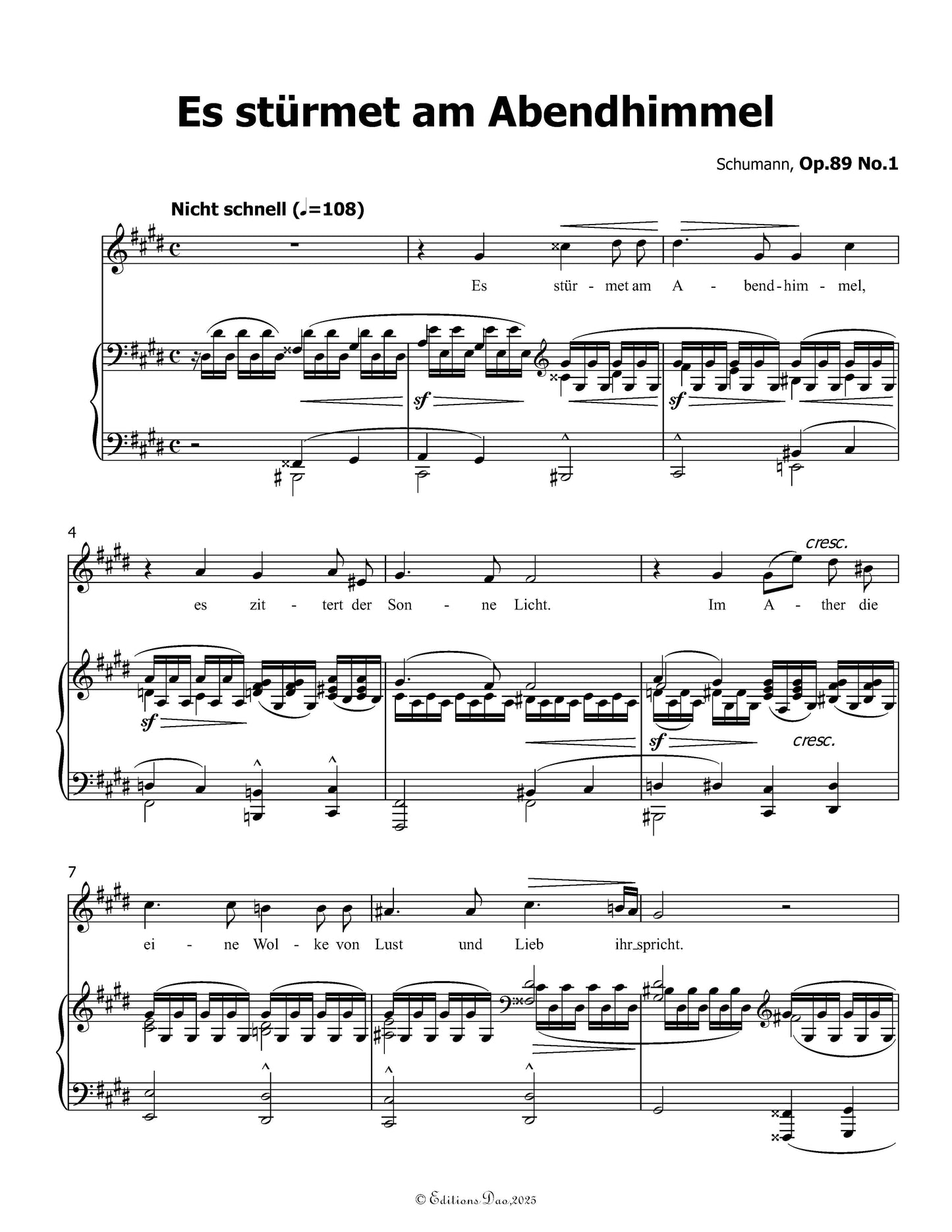 Es sturmet am Abendhimmel, by R. Schumann