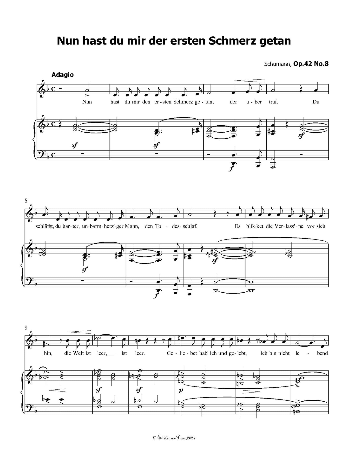 Nun hast du mir der ersten Schmerz getan, by R. Schumann