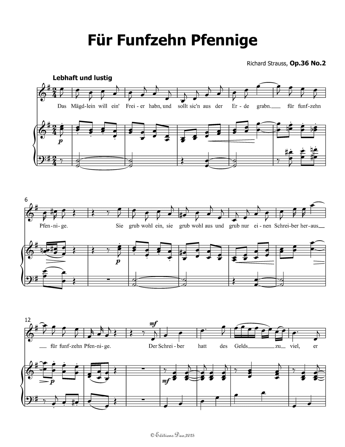 Fur Funfzehn Pfennige, by Richard Strauss