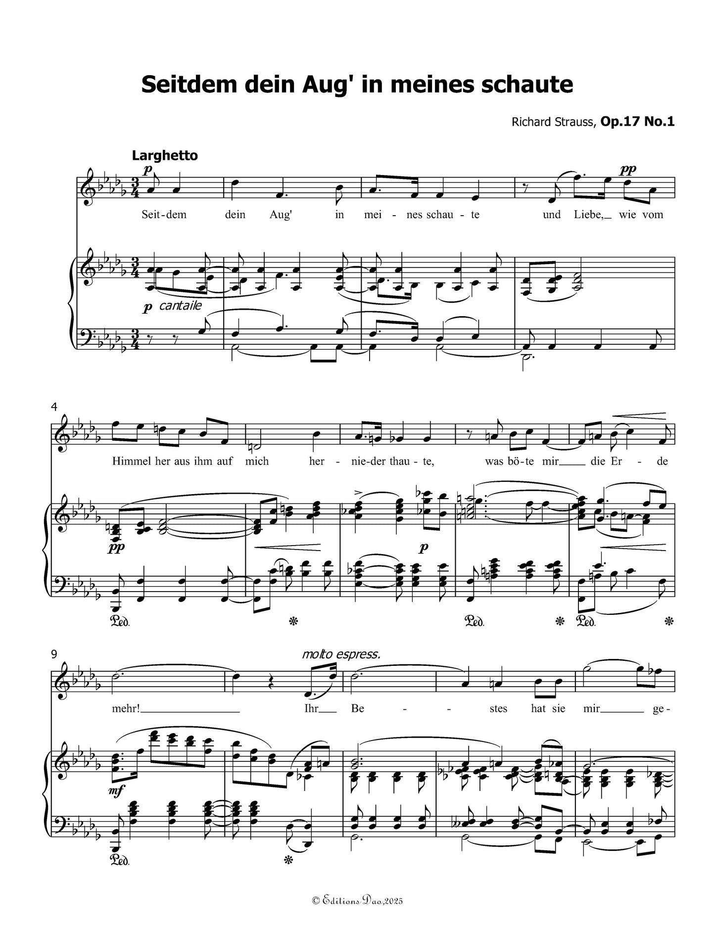Seitdem dein Aug' in meines schaute, by Richard Strauss
