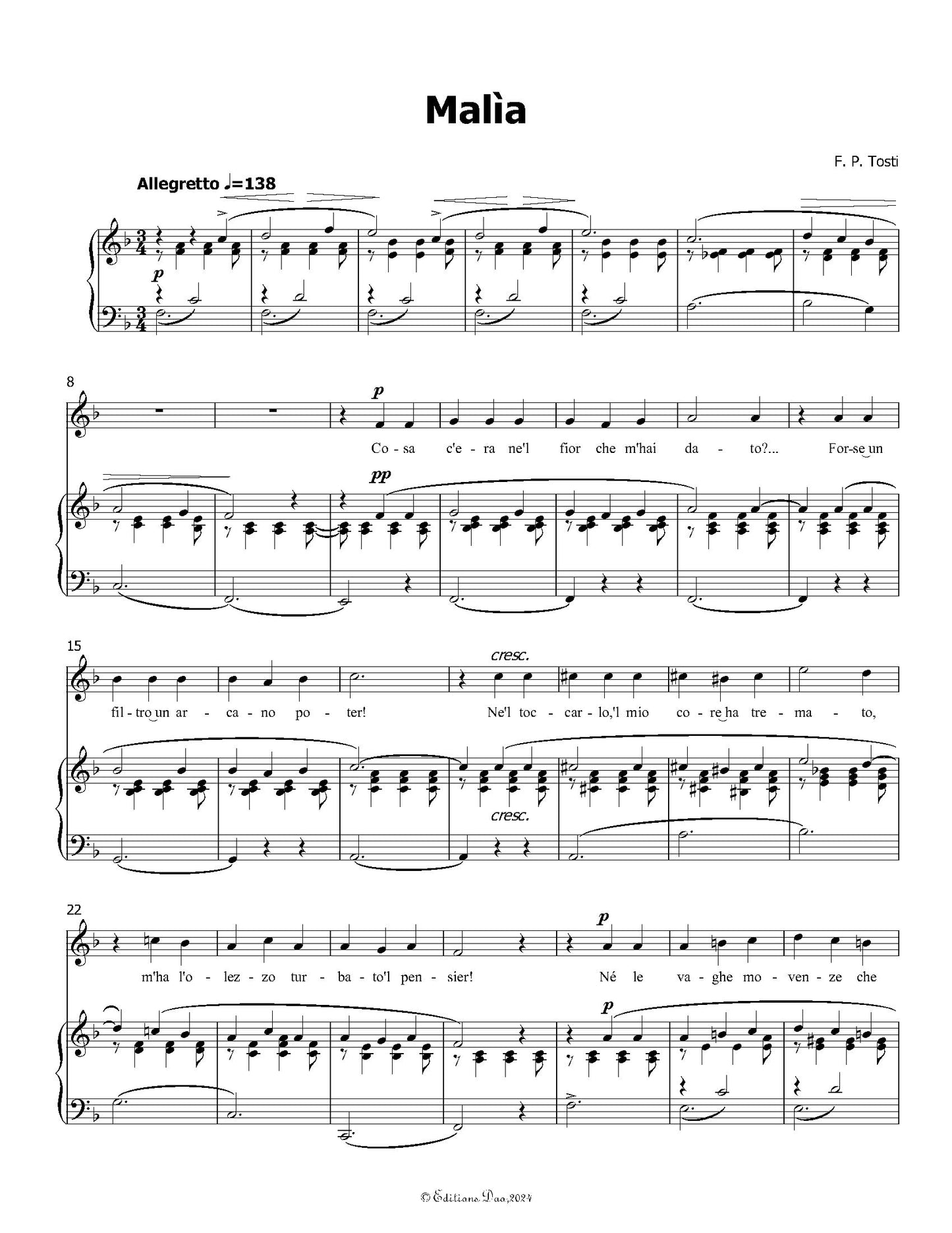 Malìa, by F. P. Tosti