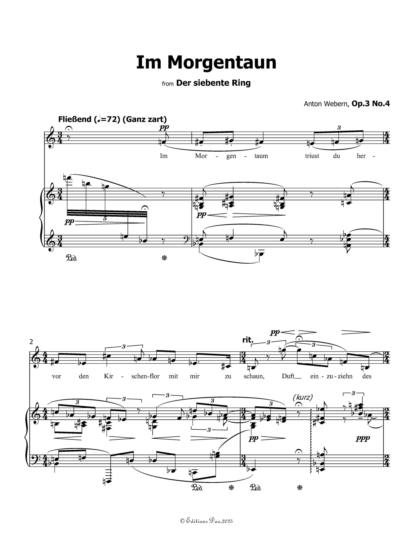 Im Morgentaun, by Webern