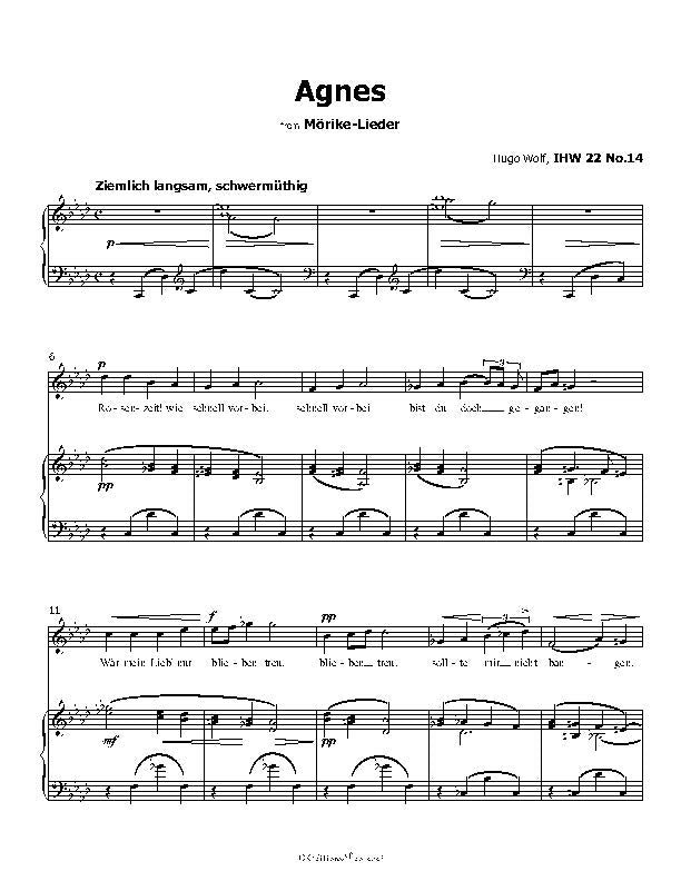 Agnes, by Hugo Wolf