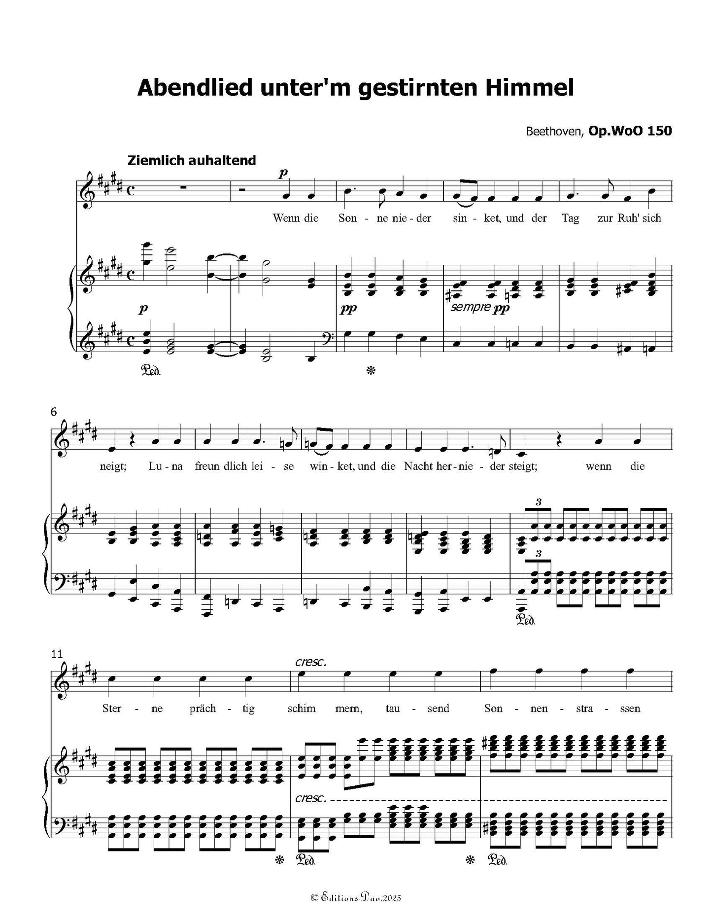 Abendlied unter'm gestirnten Himmel, by Beethoven