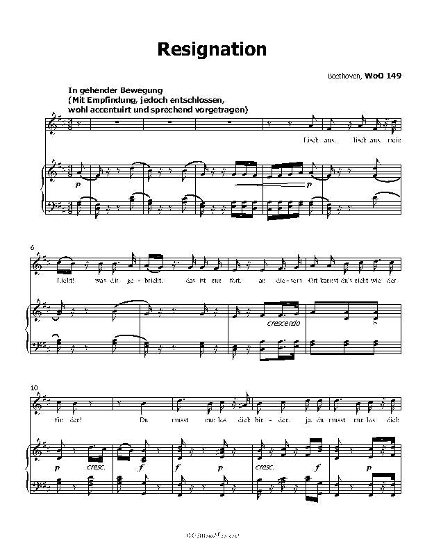 Resignation, by Beethoven, WoO 149