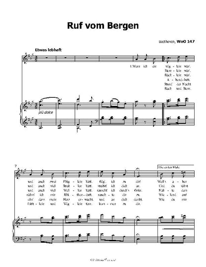 Ruf vom Bergen, by Beethoven, WoO 147