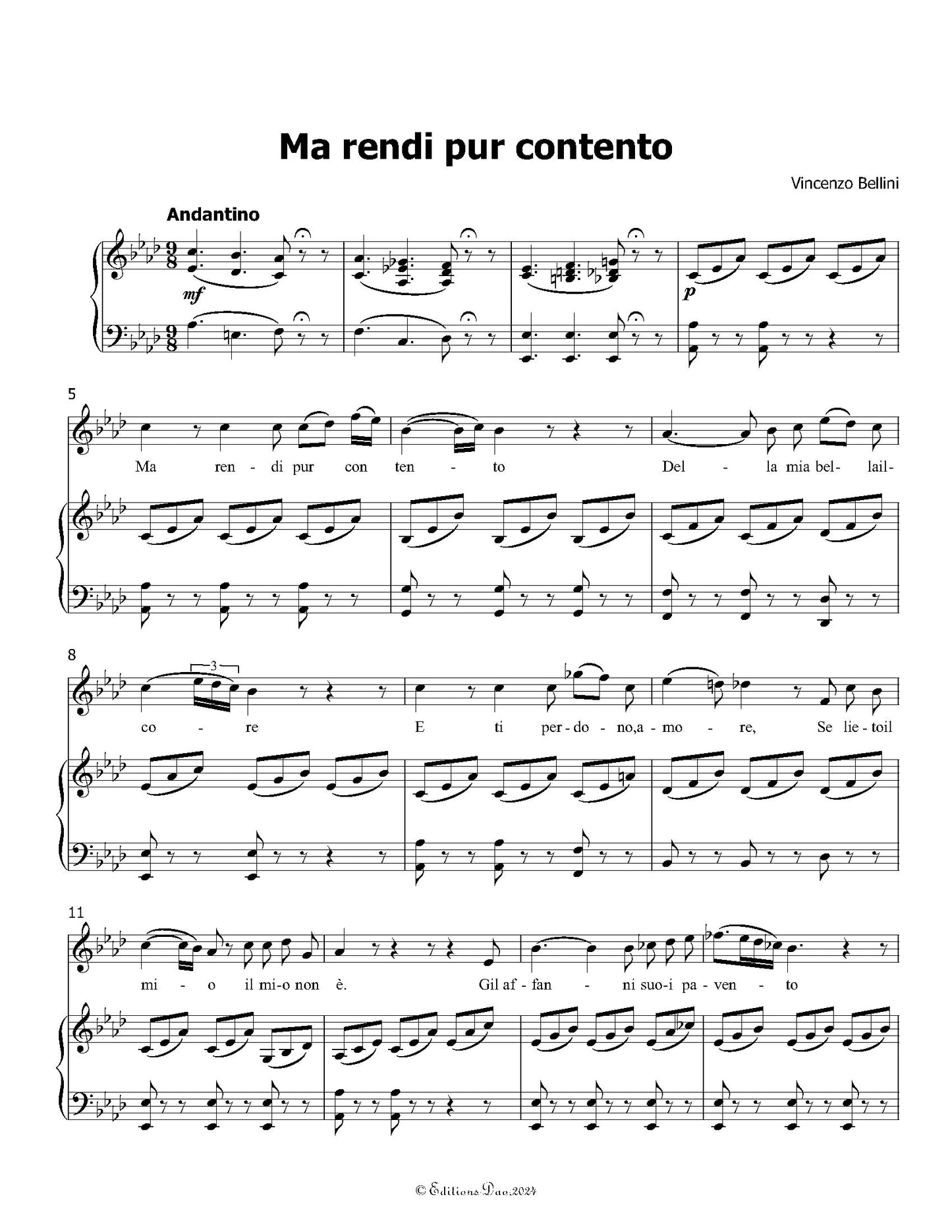 Ma rendi pur contento, by V. Bellini