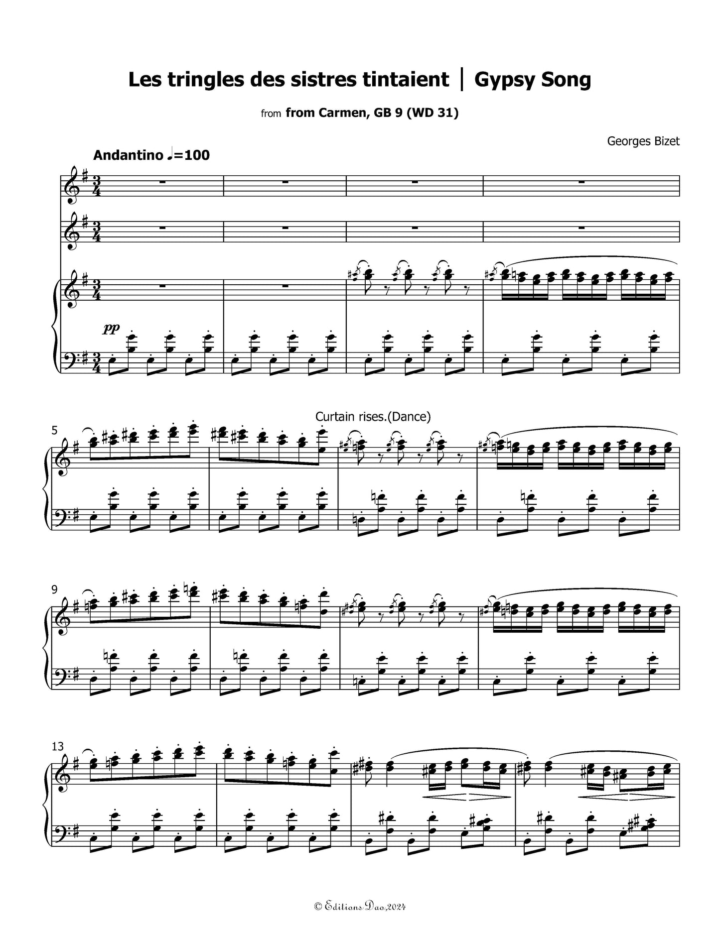 Les tringles des sistres tintaient,by Bizet