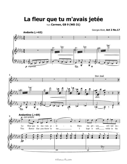 La fleur que tu m'avais jetée,by Bizet
