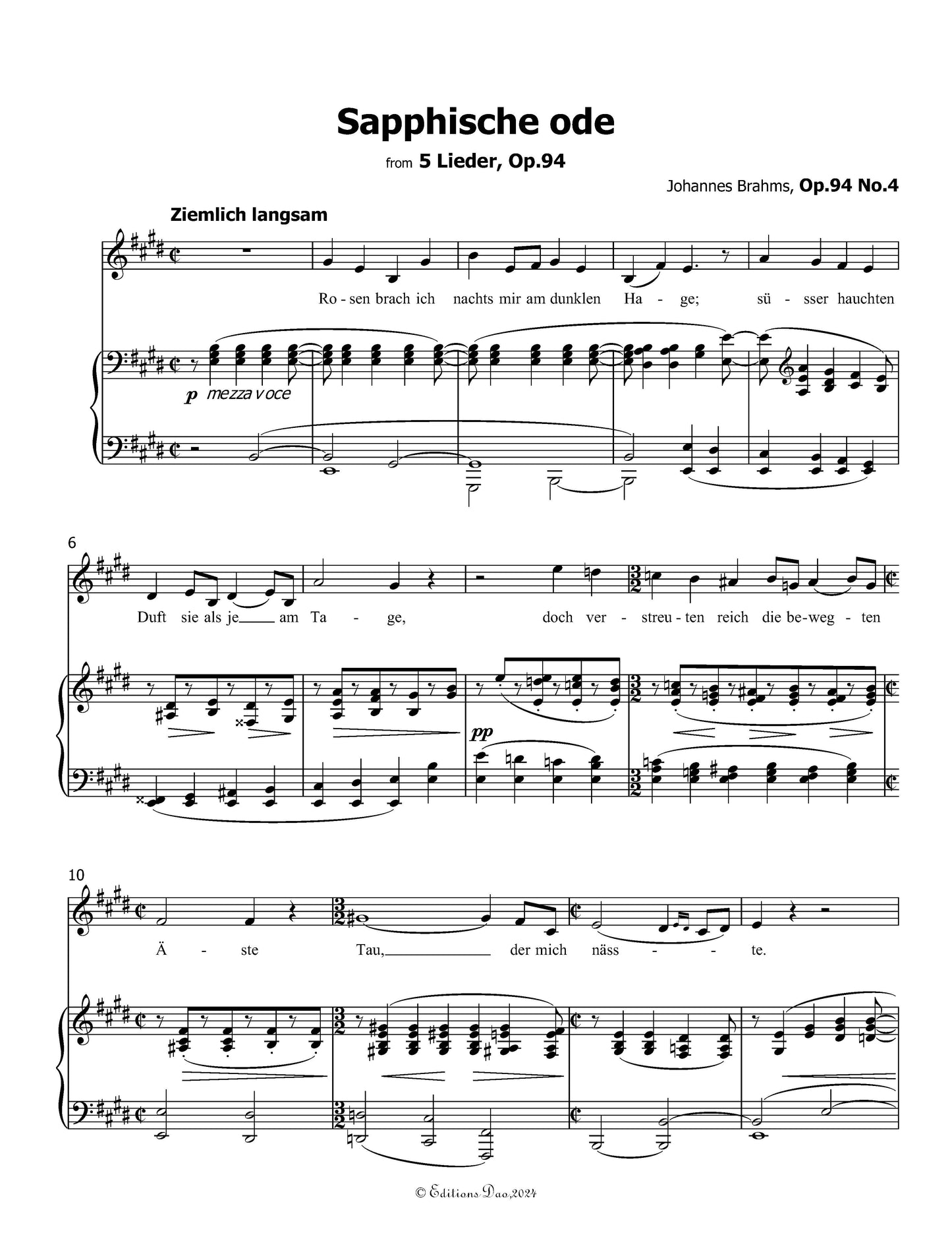 Sapphische ode,by Brahms