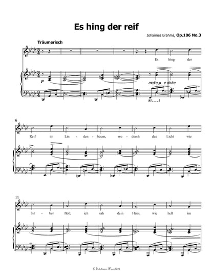 Es hing der reif,by Brahms