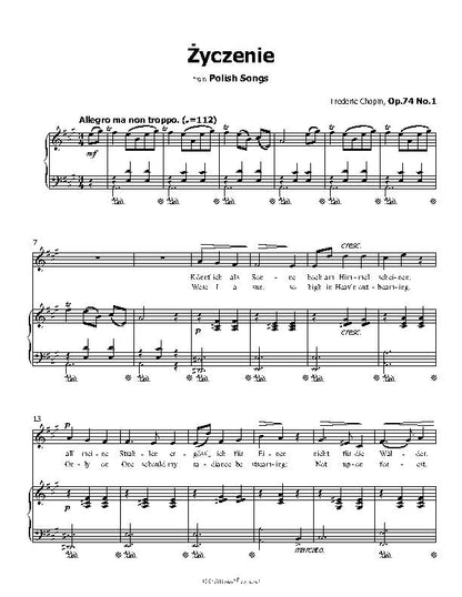 Życzenie(Mädchens Wunsch), by Chopin, Op.74 No.1