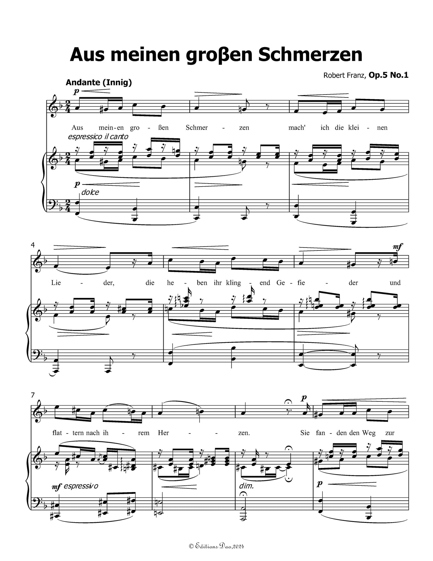 Aus meinen groβen Schmerzen, by R. Franz