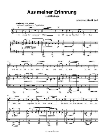 Aus meiner Erinnerung, by Robert Franz