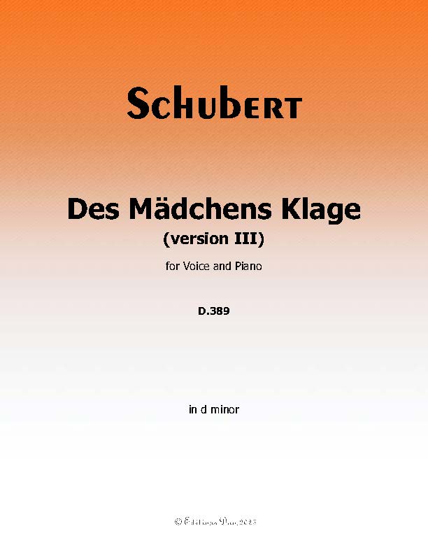 Des Madchens Klage (Version III), by Schubert